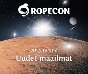 Ropeconin 2025 teema on Uudet maailmat Kuvitus Ropecon